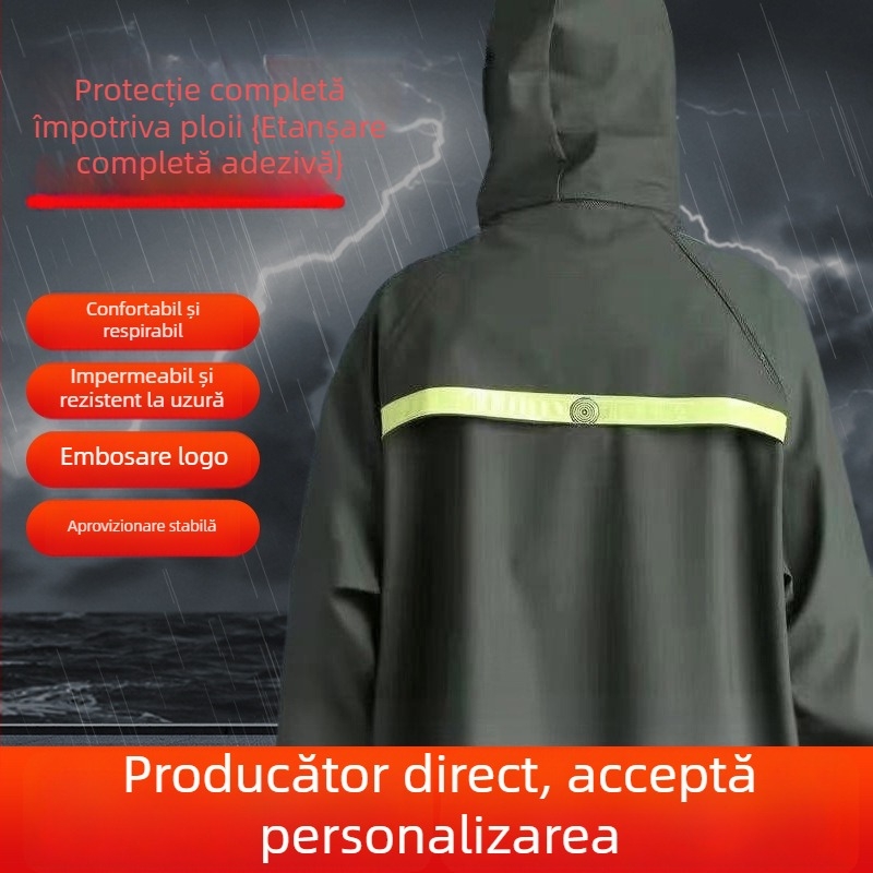 Pelerină de ploaie din material tricotat, set în două piese pentru curieri, protecție completă împotriva ploii pentru mersul cu bicicleta electrică, impermeabil reflectorizant și pantaloni de ploaie