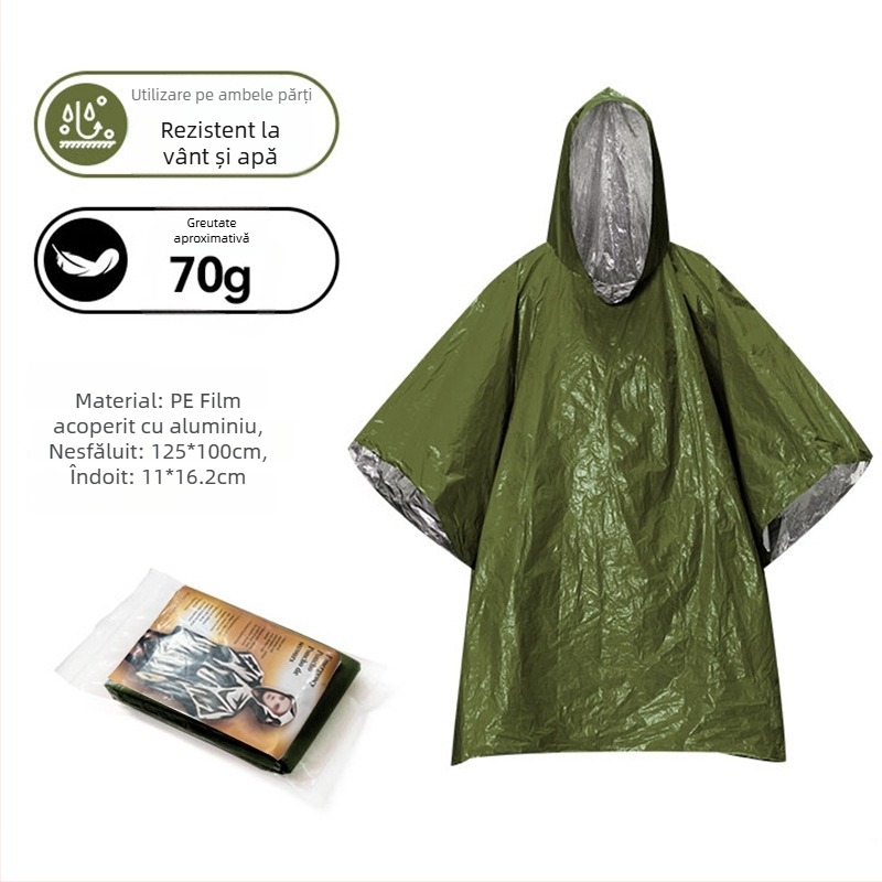 Poncho de drumeție în stil desen animat, din țesătură PE cu folie de aluminiu, grosime normală, pentru adult, pentru o singură persoană, strat etan PE adeziv