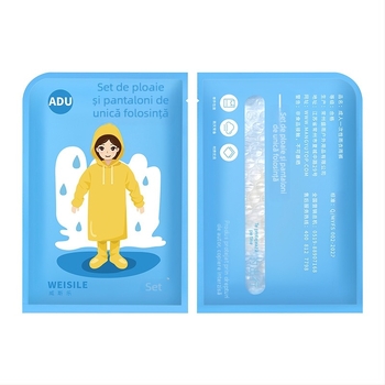 Poncă de ploaie din PVC, de unică folosință, pentru adulți și copii, ușoară, pentru o singură persoană, ambalată într-o pungă