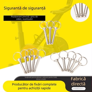 Pin de eliberare rapidă cu inel, oțel carbon A3, poziționare mecanică, DIN 6885-B, diverse specificații