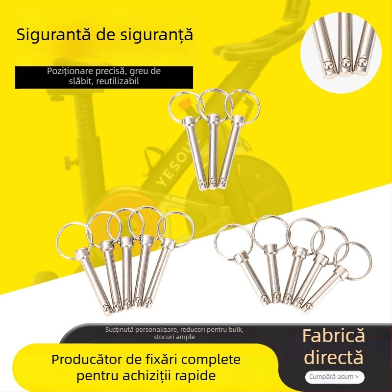 Pin de eliberare rapidă cu inel, oțel carbon A3, poziționare mecanică, DIN 6885-B, diverse specificații