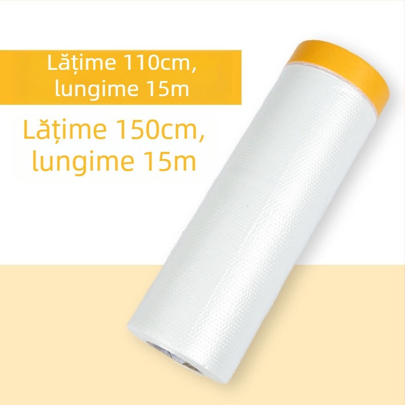 Folie de protecție pentru vopsire, cu bază de hârtie pentru mascare și protecție împotriva prafului (Grosime: 0,6–0,7 mm; Material: PE + hârtie japoneză; Sistem adeziv: pe bază de hârtie; Aplicații: autoturisme, nave, trenuri, cabine, mobilier)