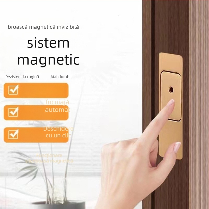 Broască de ușă ascunsă pentru uși din lemn — aliaj de zinc, finisaj electroplacat, TEYU, stil modern minimalist
