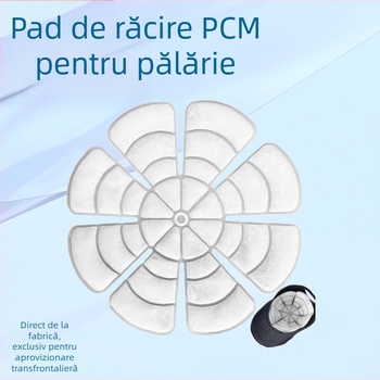 Padă de răcire pentru cap, în formă de pălărie circulară, cu umplutură PCM pe țesătură TPU, pentru prevenirea caniculei