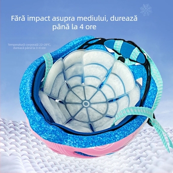 Padă de răcire pentru cap, în formă de pălărie circulară, cu umplutură PCM pe țesătură TPU, pentru prevenirea caniculei