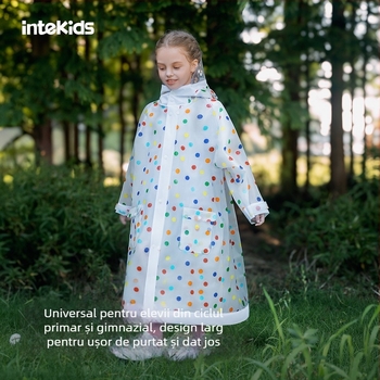 Poncho de ploaie pentru copii, cu croială divizată, material EVA, buzunar pentru rucsac, pentru uz școlar, Sweet Boy