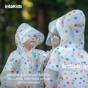 Poncho de ploaie pentru copii, cu croială divizată, material EVA, buzunar pentru rucsac, pentru uz școlar, Sweet Boy