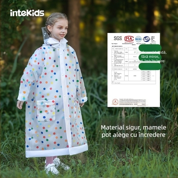 Poncho de ploaie pentru copii, cu croială divizată, material EVA, buzunar pentru rucsac, pentru uz școlar, Sweet Boy