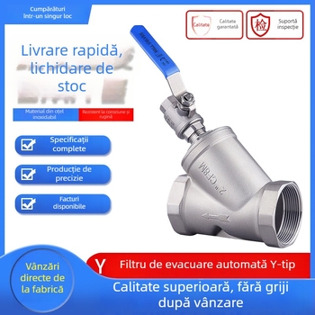 Valvă de filtrare din oțel inoxidabil, tip Y, fără demontare, cu filet intern și extern, pentru gaze necorozive