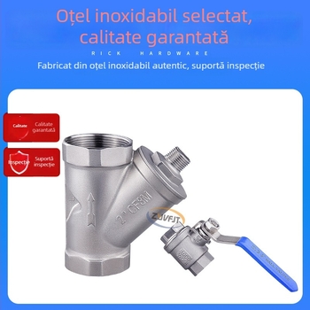 Valvă de filtrare din oțel inoxidabil, tip Y, fără demontare, cu filet intern și extern, pentru gaze necorozive