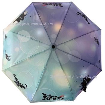 Umbrelă pliabilă rezistentă la vânt, deschidere/închidere automată, 8 brațe, fibre ale arcurilor și ax din oțel