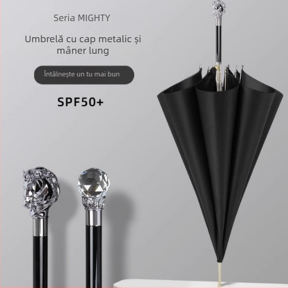 Umbrelă de reclamă cu ramă din aliaj și mâner din aliaj, 8 arce, deschidere automată, mâner lung, țesătură 190T