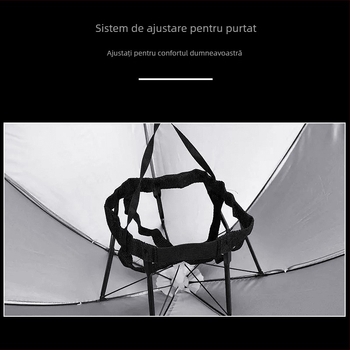 Pălărie cu umbrelă pentru cap cu ramă din fier cu 8 brațe, țesătură poliester 170T, tijă și mâner din plastic, deschidere închidere manuală, potrivită pentru activități în aer liber (pescuit, fotografie)