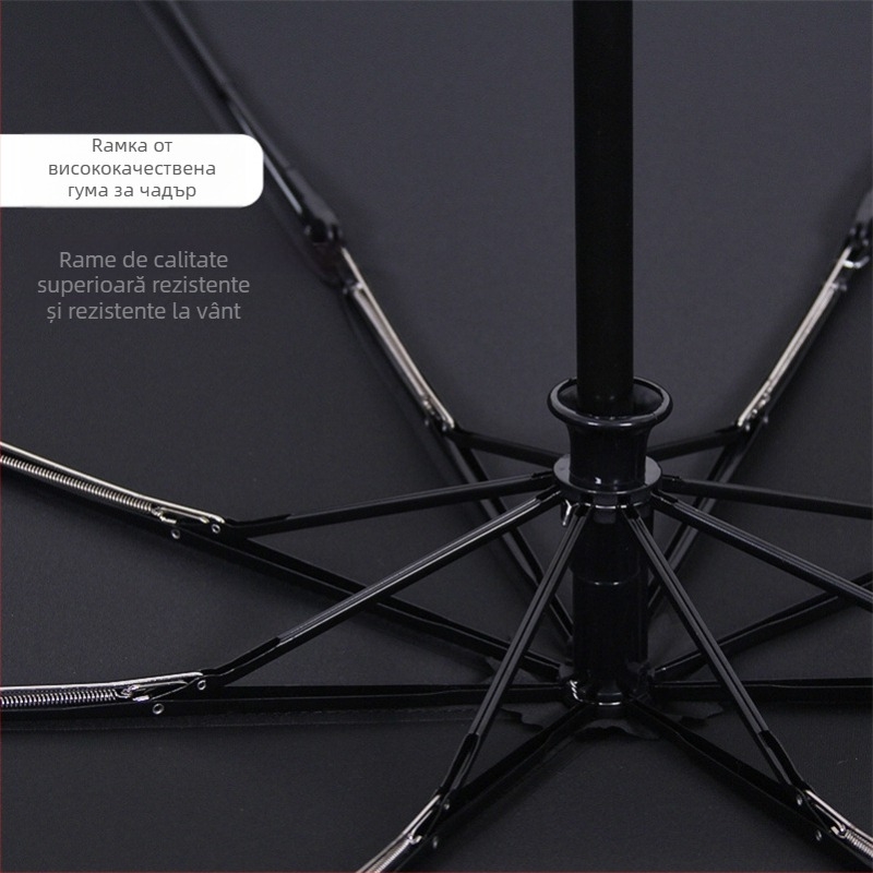 Umbrelă cu deschidere automată, design cu trei secțiuni, model cu animale și flori de cireș, personalizare logo