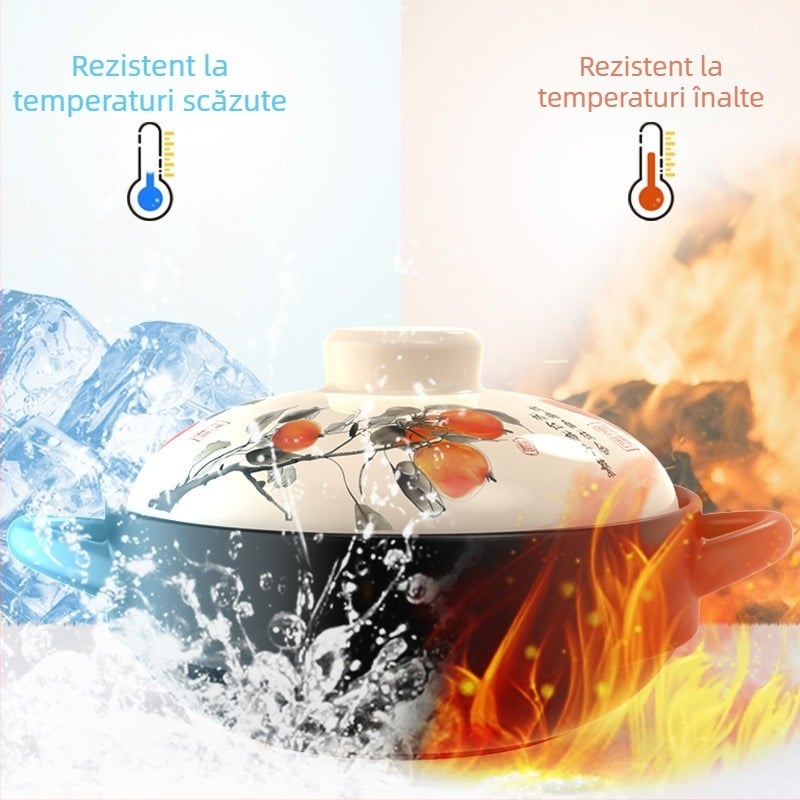 Vas ceramic de lut pentru orez, tocană și supă; compatibil cu flacără deschisă; rezistent la căldură, utilizare casnică