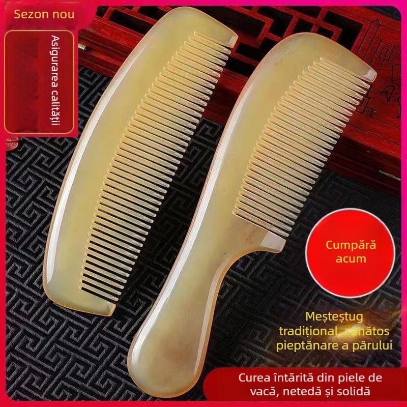 Pieptene de păr în formă de semilună, extra mare, din plastic rezistent la căldură, anti-static, cu dinți continui