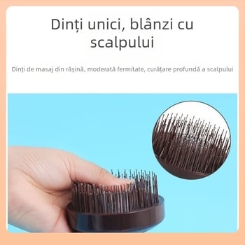 Perie de șampon din lemn pentru masajul scalpului și curățare profundă a părului ud