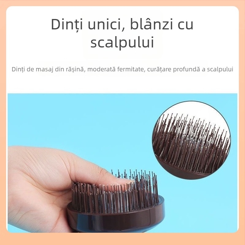 Perie de șampon din lemn pentru masajul scalpului și curățare profundă a părului ud