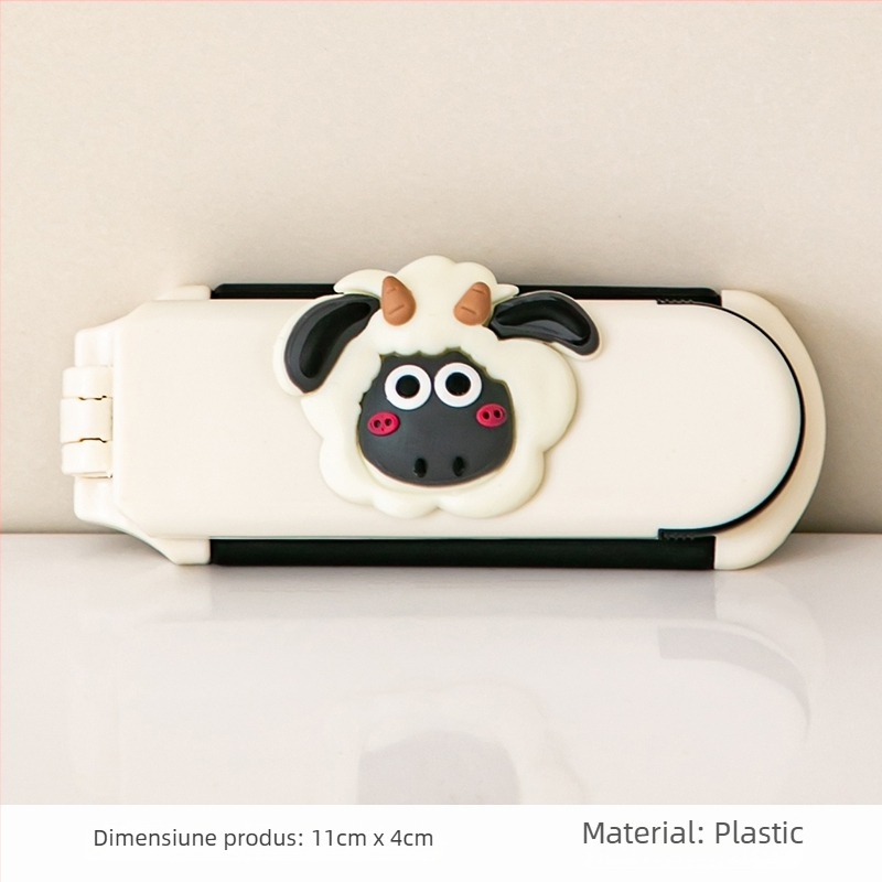 Pieptene mini pliat cu pernă de aer și oglindă integrată – portabil, design compact