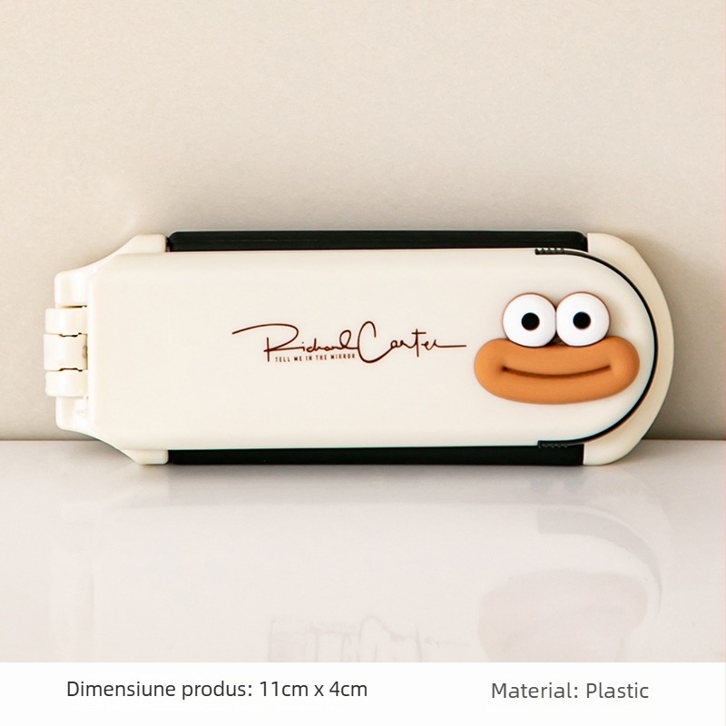 Pieptene mini pliat cu pernă de aer și oglindă integrată – portabil, design compact