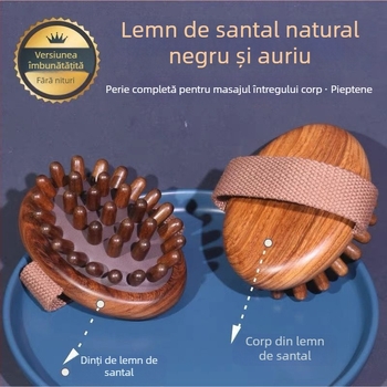 Pieptene manual din lemn de camfor pentru meridiane — dispozitiv pentru slăbirea burții după naștere, pentru întregul corp