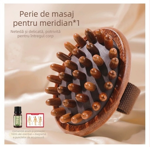 Pieptene manual din lemn de camfor pentru meridiane — dispozitiv pentru slăbirea burții după naștere, pentru întregul corp
