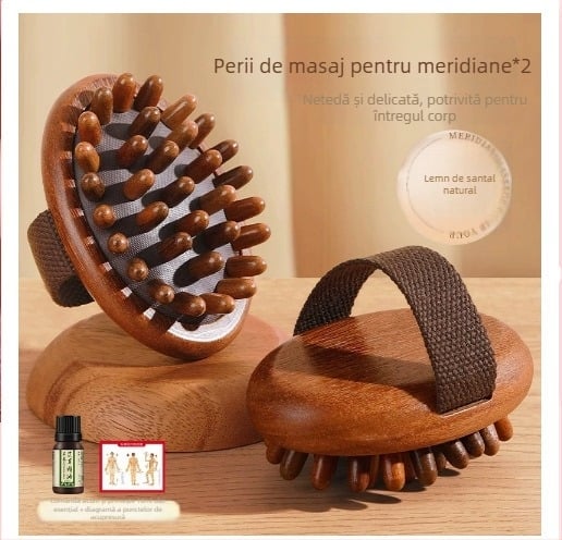 Pieptene manual din lemn de camfor pentru meridiane — dispozitiv pentru slăbirea burții după naștere, pentru întregul corp