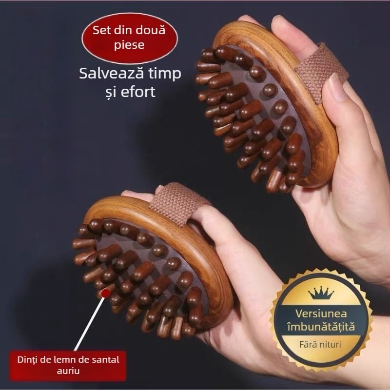 Pieptene manual din lemn de camfor pentru meridiane — dispozitiv pentru slăbirea burții după naștere, pentru întregul corp