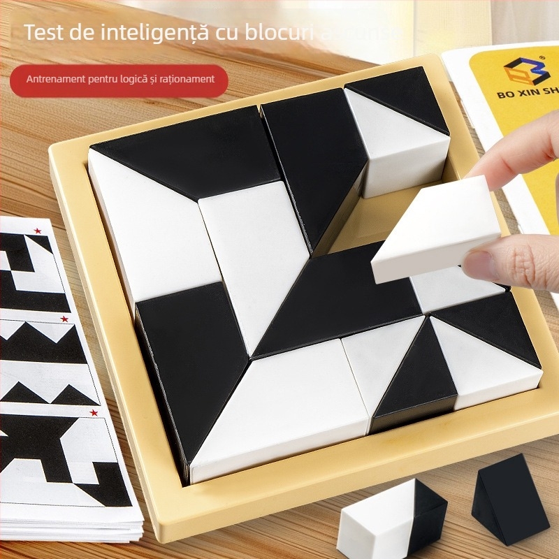 Joc de puzzle cu blocuri de construcție ascunse din plastic, pentru dezvoltarea gândirii spațiale și a imaginației copiilor, joc de masă interactiv pentru părinți și copii, destinat copiilor de 4-6 ani