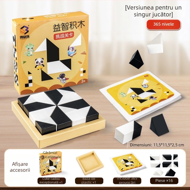 Joc de puzzle cu blocuri de construcție ascunse din plastic, pentru dezvoltarea gândirii spațiale și a imaginației copiilor, joc de masă interactiv pentru părinți și copii, destinat copiilor de 4-6 ani
