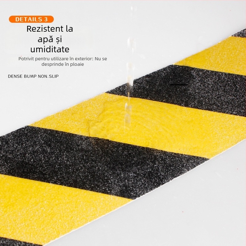 Bandă antiderapantă pentru scări, suprafață sablată, bază PVC, vâscozitate mare, rezistentă la apă, o singură față