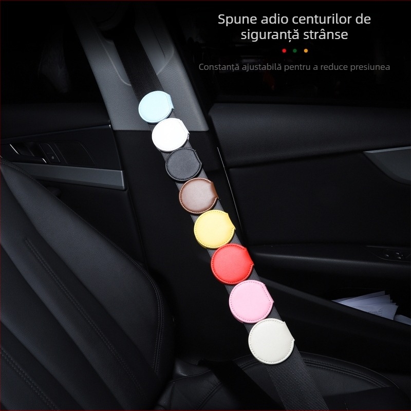 Regulator de centură auto – piele, poziționare elastică pentru gravide, cataramă antialunecare