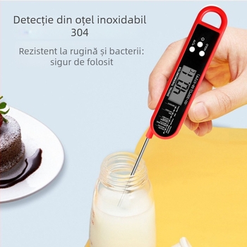 Termometru de bucătărie pliabil, rezoluție 0.1°C, răspuns în 3–4 s, precizie ±0.8°C