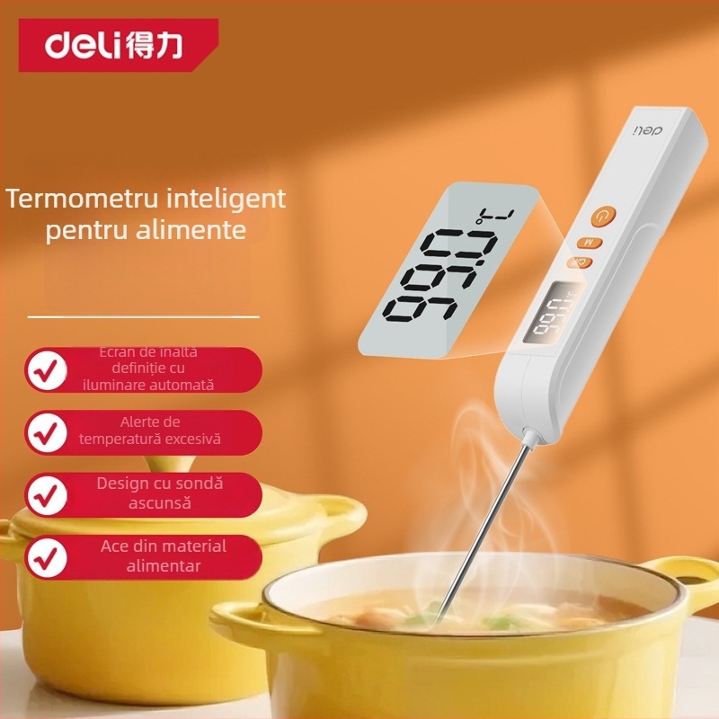 Termometru de bucătărie cu sondă de contact ascunsă, afișaj digital, oțel inoxidabil 304, model DL333310