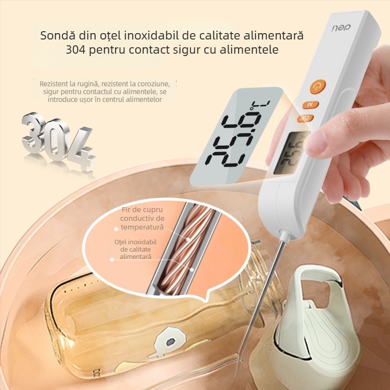 Termometru de bucătărie cu sondă de contact ascunsă, afișaj digital, oțel inoxidabil 304, model DL333310