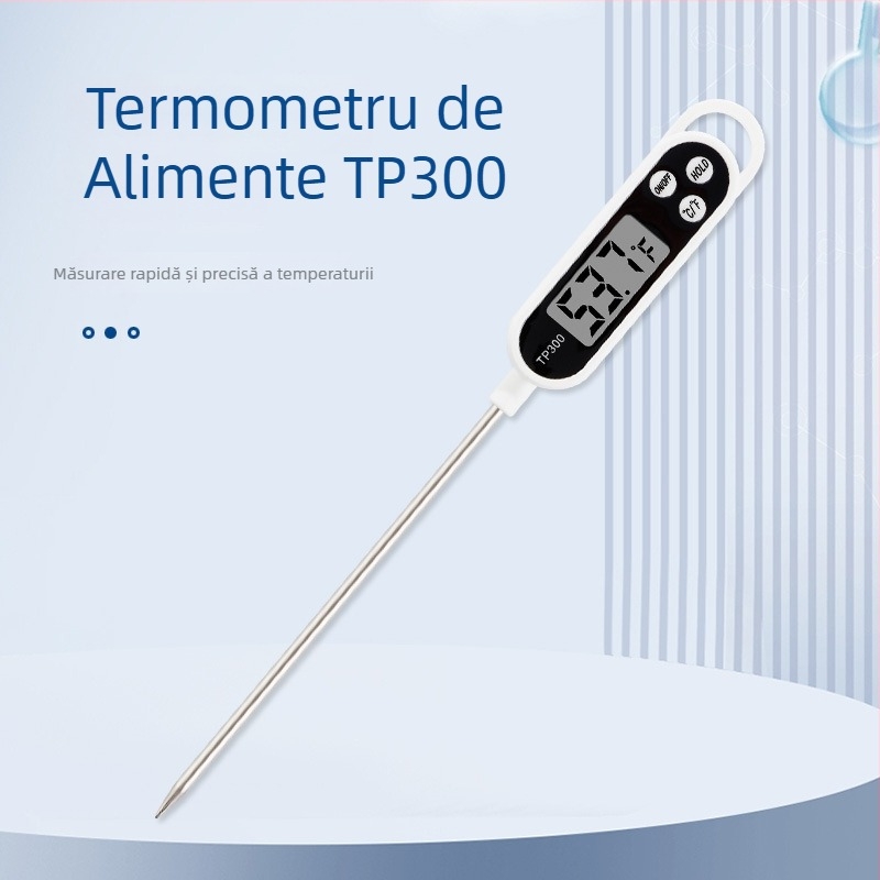 Termometru pentru alimente cu afișaj digital și sondă tip stilou, precizie ±0.1°C