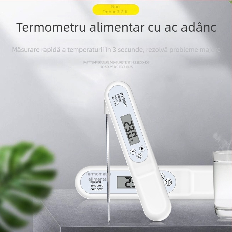Termometru de bucătărie cu sondă rabatabilă, precizie înaltă pentru temperatura uleiului, termometru pentru apa de baie a bebelușului, temperatura laptelui bebelușului, termometru pentru coacere în bucătărie