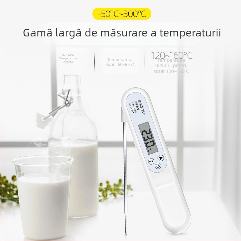 Termometru de bucătărie cu sondă rabatabilă, precizie înaltă pentru temperatura uleiului, termometru pentru apa de baie a bebelușului, temperatura laptelui bebelușului, termometru pentru coacere în bucătărie