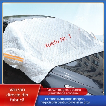 Acoperire parbriz auto pentru iarnă (folie de aluminiu; îngroșat; model în carouri; montaj tip card; greutate 360 g)