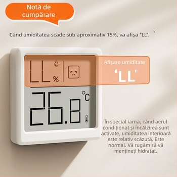 Deli termometru digital de interior montat pe perete pentru camera copilului, precizie ridicată, rezoluție temperatură 1°C