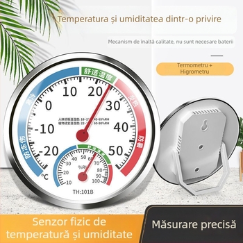 Termometru și higrometru de perete pentru interior, cu precizie înaltă, măsoară temperatura și umiditatea încăperii.