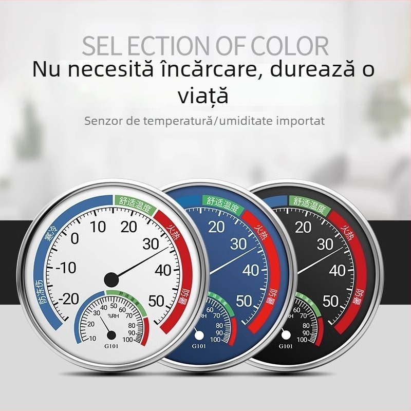 Termometru și higrometru de perete pentru interior, cu precizie înaltă, măsoară temperatura și umiditatea încăperii.