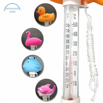 Jed. Termometru din sticlă pentru baie la bebeluși și piscină, cu design animat de animale