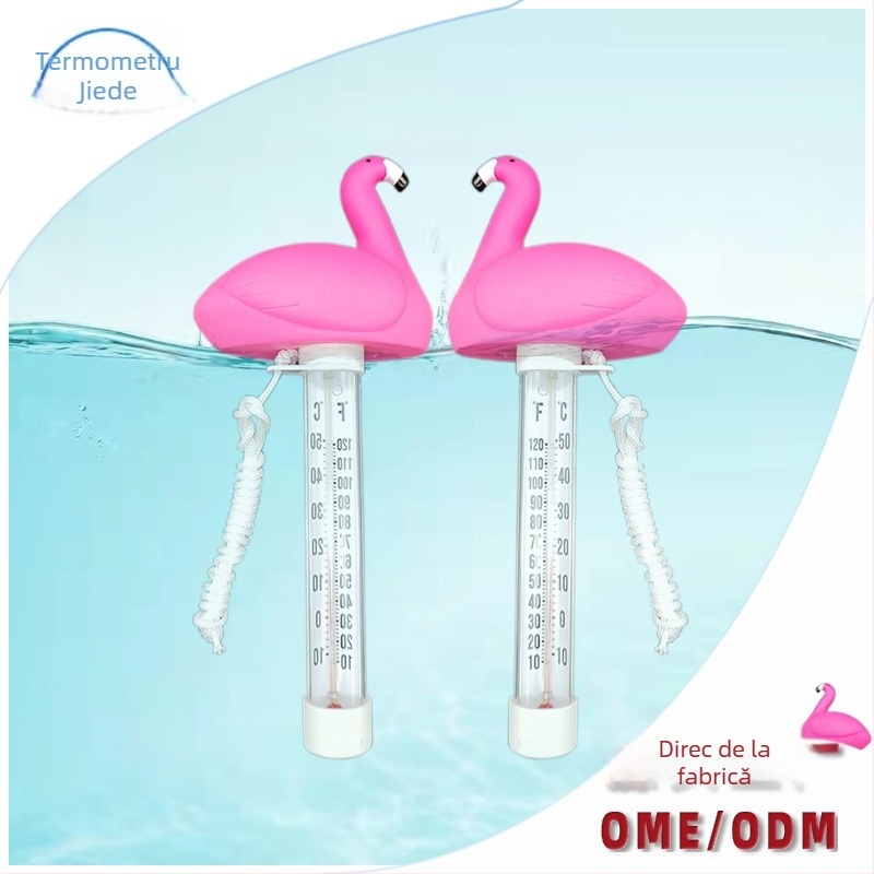 Jed. Termometru din sticlă pentru baie la bebeluși și piscină, cu design animat de animale