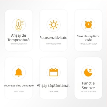Termometru și higrometru interior cu ceas de alarmă și senzor de lumină, afișaj digital mare