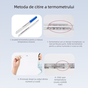 Termometru medical pentru uz oral și subraț, digital, tip sticlă cu mercur, pentru adulți și copii