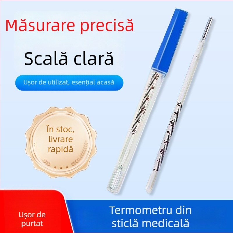 Termometru medical pentru uz oral și subraț, digital, tip sticlă cu mercur, pentru adulți și copii