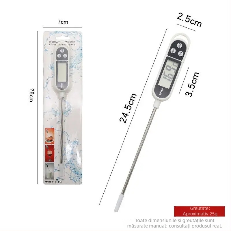 Termometru alimentar cu sondă tip pix digitală pentru apă, ulei și lapte; Futai, rezoluție 1°, origine Zhejiang, 200 bucăți pe cutie, personalizare disponibilă