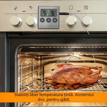 TP700 Termometru electronic cu sondă pentru apă și gătit, cu alarmă și temporizator – 1°C rezoluție