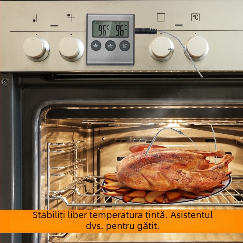 TP700 Termometru electronic cu sondă pentru apă și gătit, cu alarmă și temporizator – 1°C rezoluție
